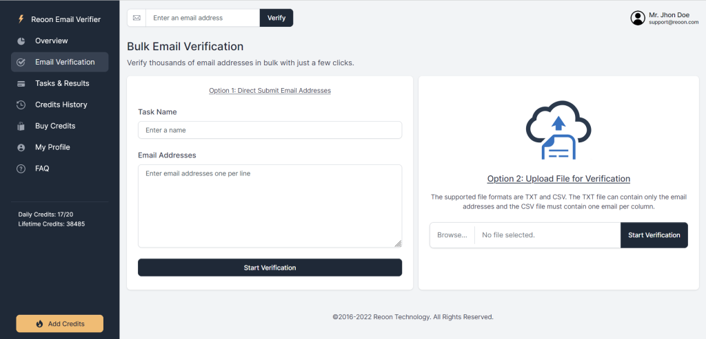 Reoon Email Verifier Bulk Email Verification
