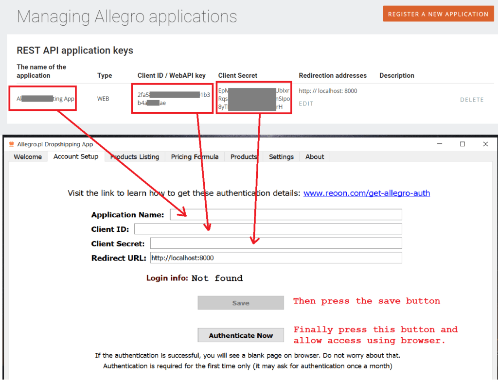 Allegro app auth2