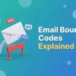 Illustration of an envelope bouncing off a barrier with badges showing SMTP error codes 550, 421 and 554