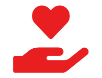 Hand holding a heart icon
